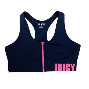 Juicy Couture Sport Navy Blue Pink Sports Bra Medium